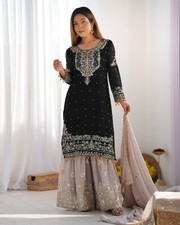 Opulent Dori-Sequence Georgette Suit Set With Rivet Moti Detailing Dupatta