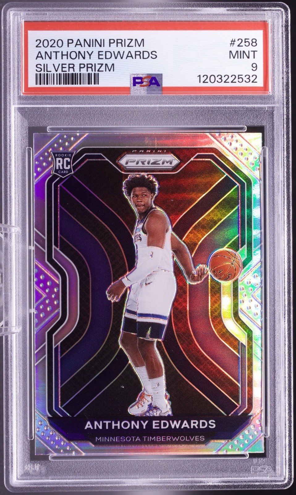 2020 Panini Prizm Anthony Edwards Silver Prizm #258 PSA 9 MINT RC Rookie Card
