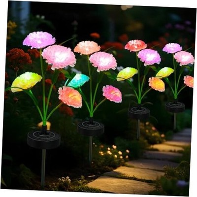 Solar Flowers Lights - Upgraded Waterproof Outdoor & 7-Color 4 Carnation