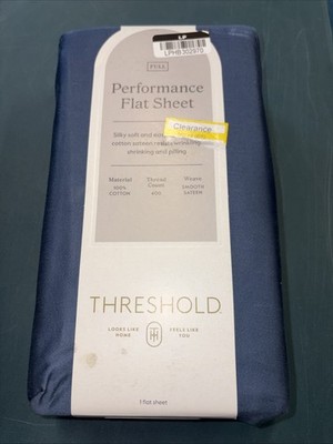 Full 400 Thread Count Performance Flat Sheet Metallic Blue - Threshold: Cotton