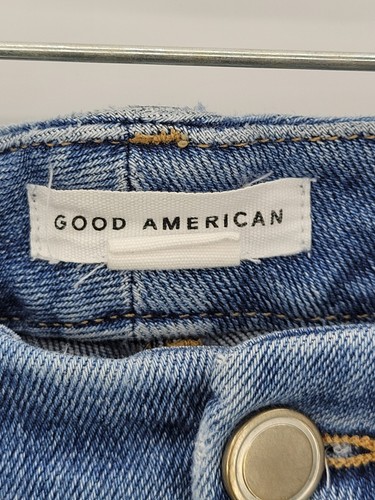 Jeans Good American para mujer 8/29 buena cintura lavado medio ajustado elástico azul denim - Imagen 3 de 12
