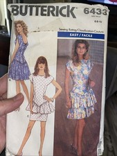 BUTTERICK 1980s MISSES DROP WAIST DRESS PATTE...
