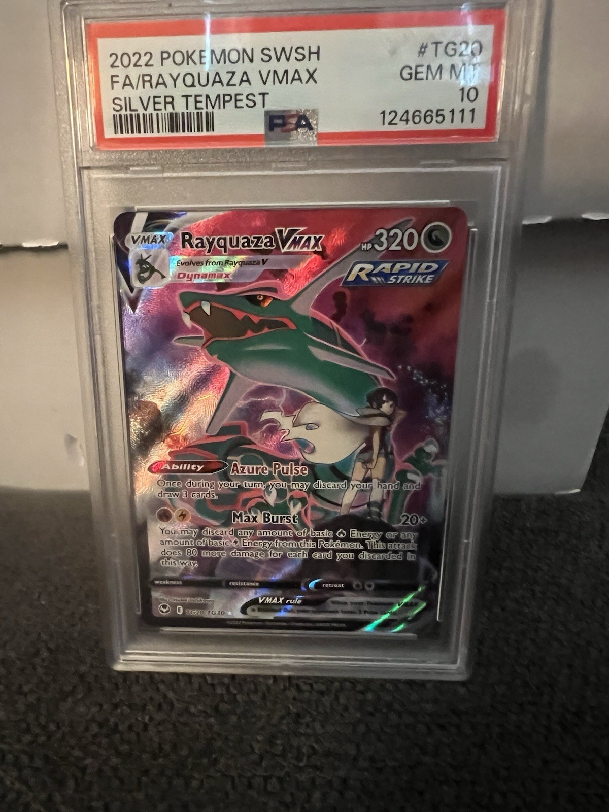RAYQUAZA VMAX GER POKEMON SWSH SILVER TEMPEST 2022 TG20 PSA 10