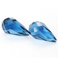 10.11Cts Natural London Blue Topaz 13.2mm Long Briolette Pair Loose Gemstones