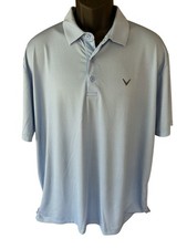 Callaway Opti-Dri Polo Shirt Men's XL Blue White Squares Logo Short Sleeve Golf