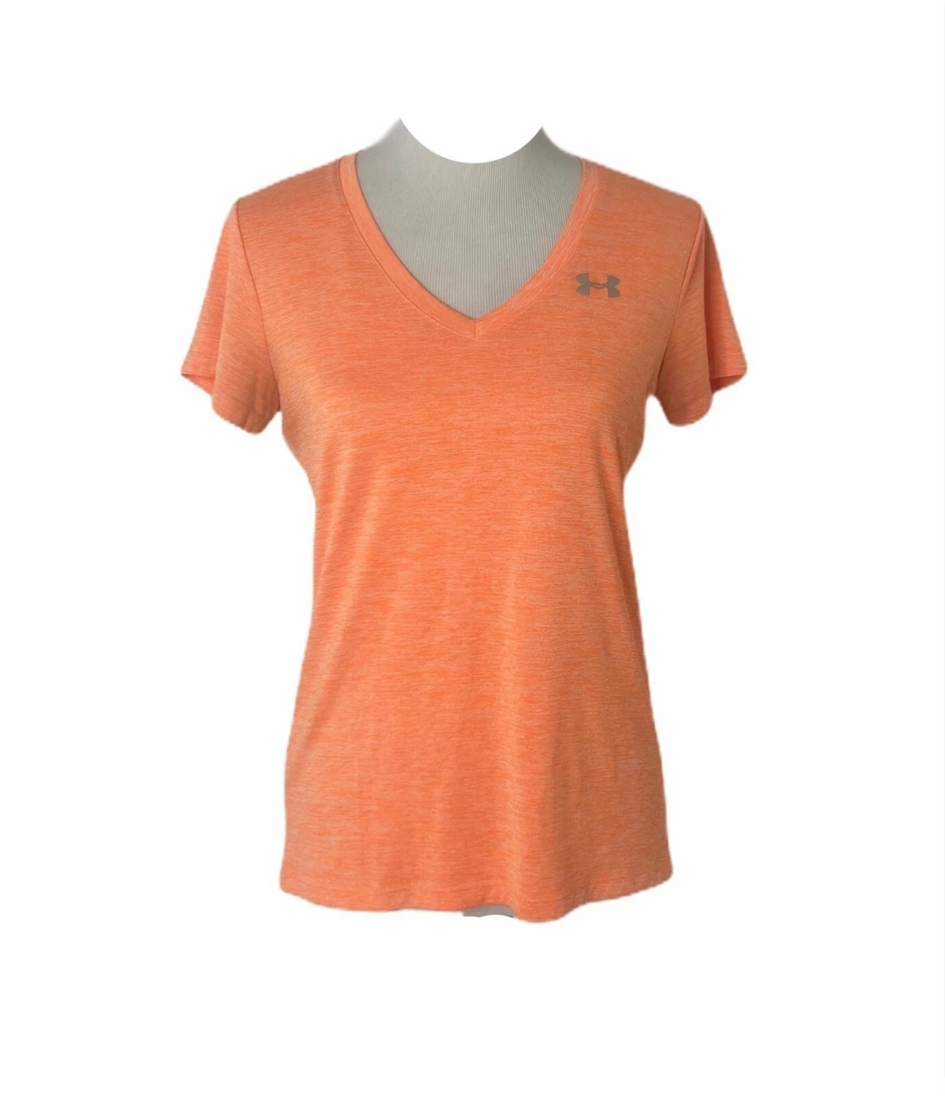 Under Armour Shirt Womens Small Cream Orange Short Sleeve Athletic
