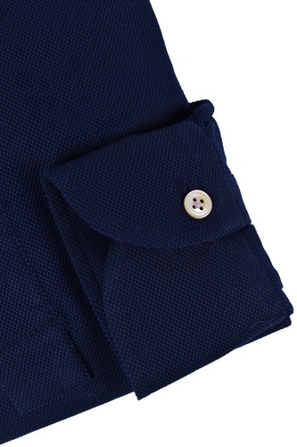 NUEVO Fralbo Napoli hecho a mano piqué stretch shirtpolo EU 48 = M AZUL MARINO - Imagen 5 de 5