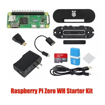 Raspberry Pi Zero WH Starter Kit Board Power Supply Case Micro SD Card Heatsink