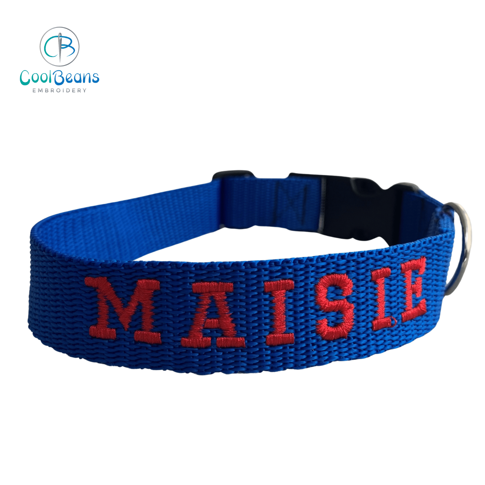 25mm ADJUSTABLE HANDMADE DOG COLLAR PERSONALISED EMBROIDERED NAME