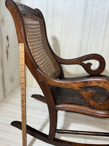Antique Childs Rocker Cane Back Boho Rocking Chair Children’s Old Farmhouse  - Picture 18 of 24