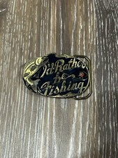 I'D RATHER BE FISHING - RARE Brass Plated Belt Buckle USA 1985 - Bass Pike Trout