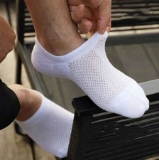 5/10Pairs Men Bamboo No Show Nonslip Ankle Sport Mesh Color Solid Casual Socks