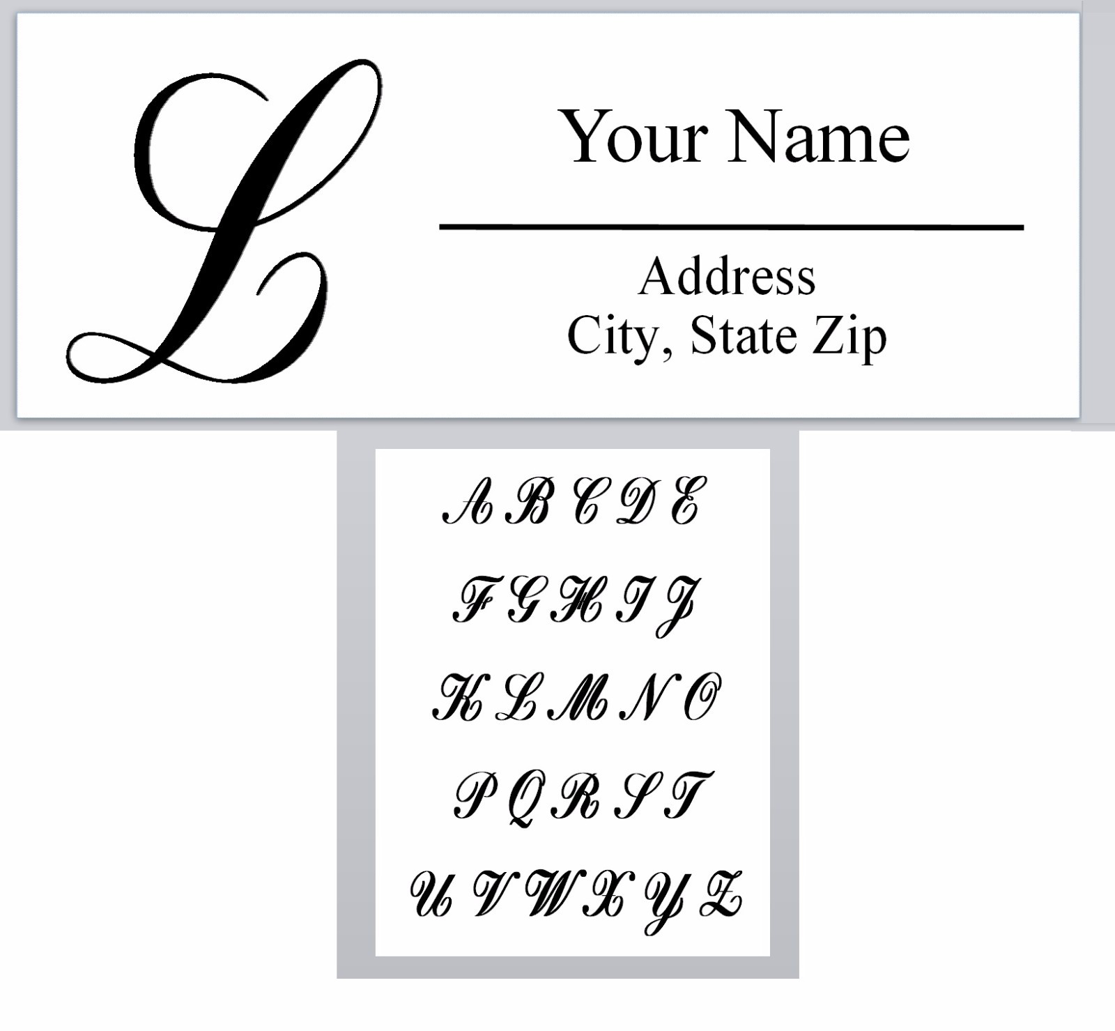 Personalized Address Labels Alphabet Monogram (AC 587)