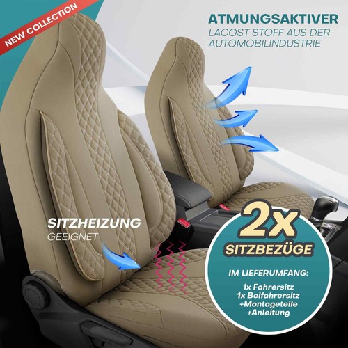 Fundas de asiento de autocaravana piloto adecuadas para Forest River Sunseeker (beige) - Imagen 4 de 11