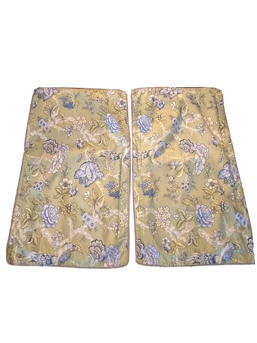 WAVERLY Set of 2 Casablanca KING Woven Shams Jute Trim Birds Florals Green - 第 7/9 張圖片