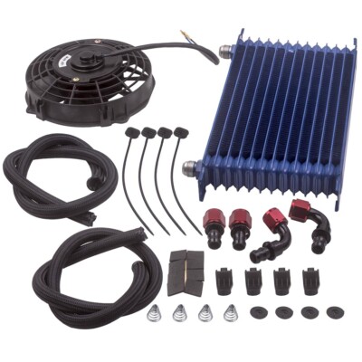 Universal 13-Reihig Ölkühler 7'' Kühlerlüfter Satz 12V 80W AN10 2900 RPM Max