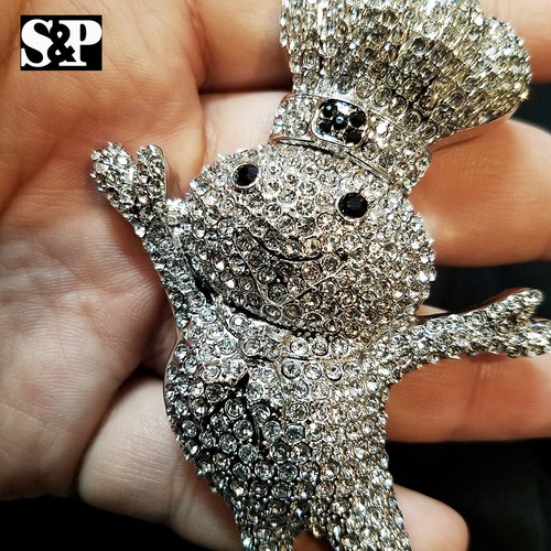 HIP HOP STYLE ICED WHITE GOLD PLATED CZ RAPPER'S LARGE DOUGHBOY CHARM ...
