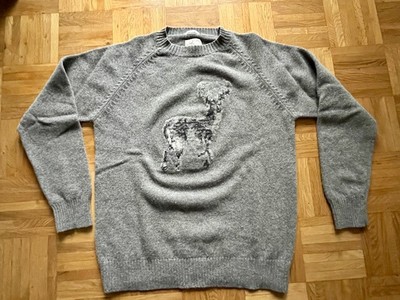 GANT Oh Dear Pullover Pulli Herren 100% Wolle 2XL wie L-XL Rundhals grau Hirsch