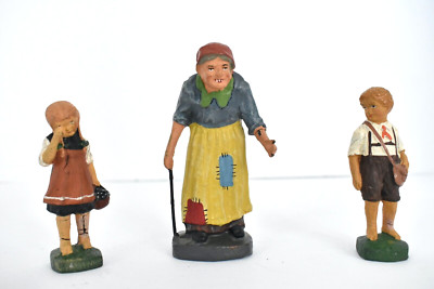 ELASTOLIN HANSEL GRETEL WITCH Composition Figures Antique Vintage Germany Lot