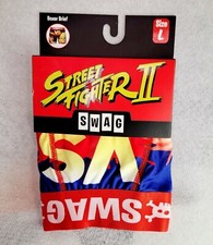SWAG STREET FIGHTER Mens BLUE RED LARGE L 34-36 Boxer Brief Underwear Soft NWT