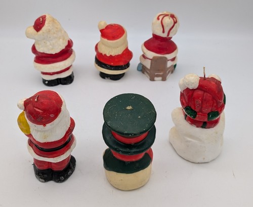 Vintage Christmas Wax Candles Santa Mrs Claus Snowman Bear Figurine Lot of 6 - Picture 7 of 8