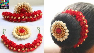 Indian Women Bridal Juda Hair Accessories Bun Gajra Veni
