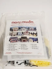 Vtg NOS Mary Maxim Musical Plastic Needlepoint Village #5010 Yellow Cottage