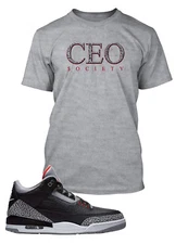Graphic Sneaker Sport Hip CEO Tee Shirt To Match J3 Cement Men Big Tall Sm T