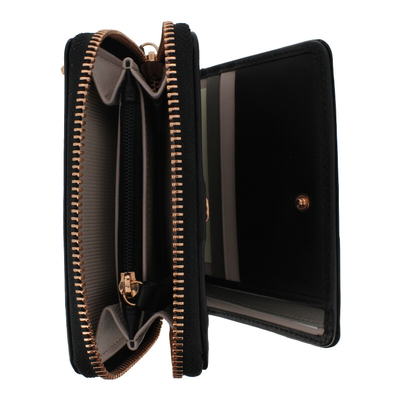 Radley Black Leather Purse Medium Zip Around Cards Coins Notes Sections