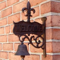 Fleur De Lis Welcome Dinner Bell Rustic Cast Iron, New, Free Shipping Fleur De Lis Welcome Dinner Bell Rustic Cast Iron, New, Free Shipping
