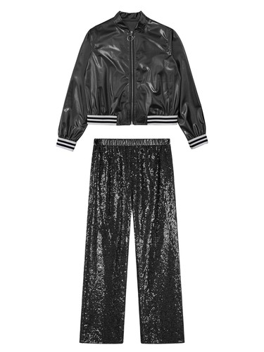 Girls Outfits Stand Collar Tracksuit School Show Dancewear Coat Costumes Jazz - Picture 25 of 63