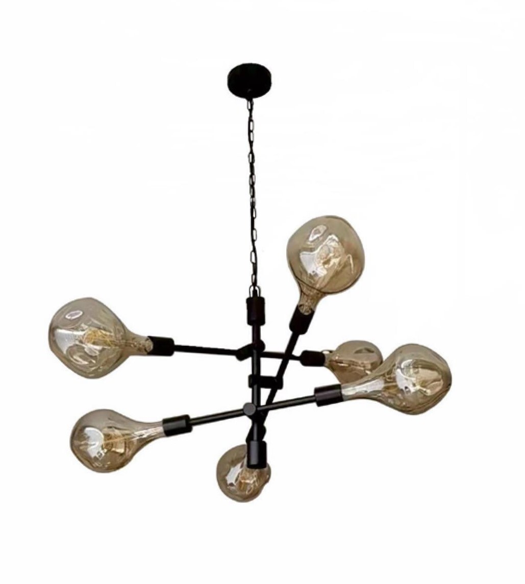 Lampada Moderna 3 Luci Nera E27 IP20 - Illuminazione Sospensione