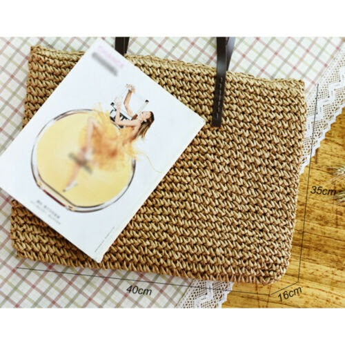 Women Handbag Beach Bag Rattan Woven Handmade Knitted Straw Large Capacity Totes - Picture 4 of 10