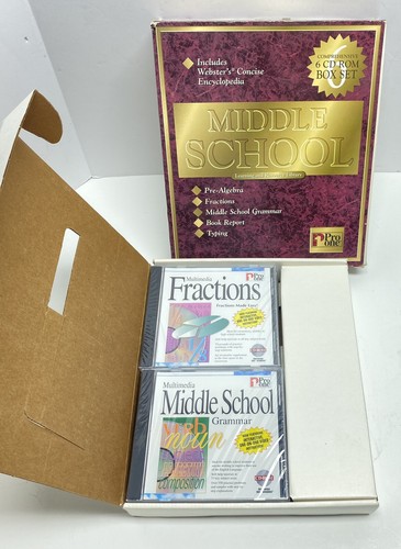 Pro One Multimedia Middle School W/ Webster Encyclopedias 5/6 Discs Still Sealed - Photo 4/5