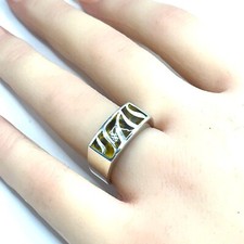 Inlaid Tiger's Eye Sterling Silver ring - Size 7