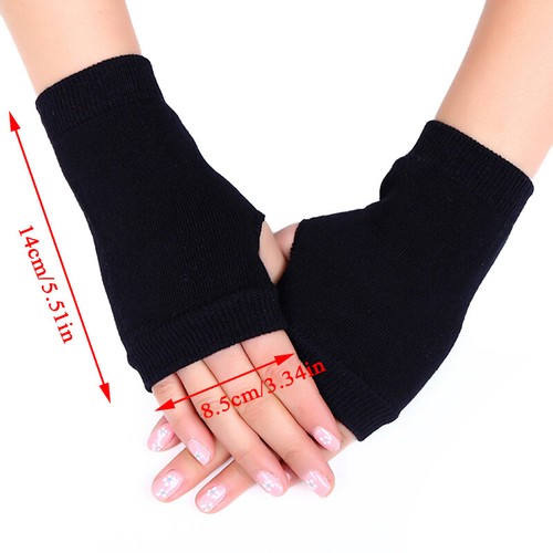 Women Winter Half Finger Fingerless Gloves Wrist Arm Hand Warmer Knitted Mittens - Picture 2 of 14