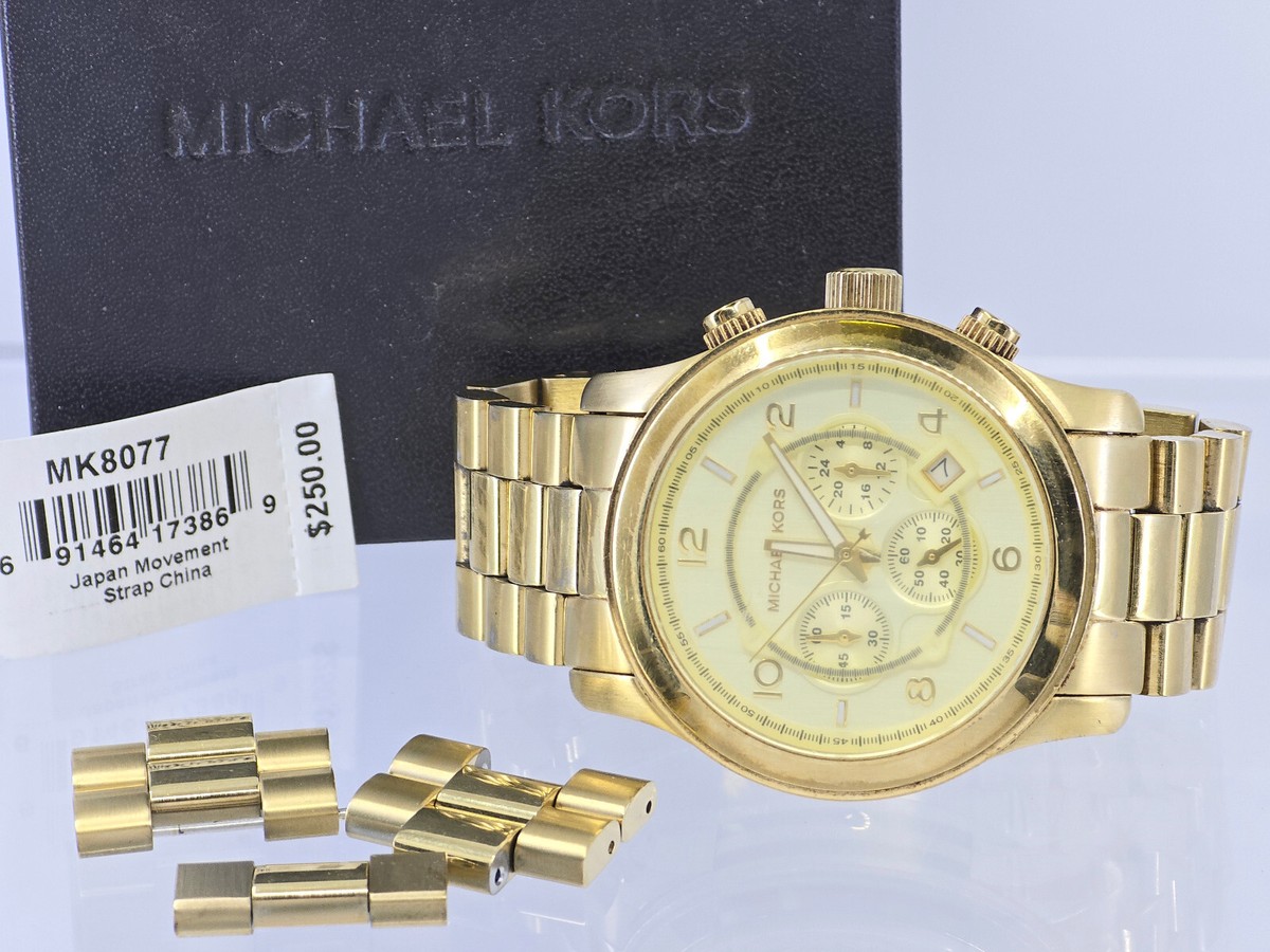 VTG MICHAEL KORS MK 8077 GOLD TONE OVERSIZED RUNWAY VTG MICHAEL KORS MK 8077 GOLD TONE OVERSIZED RUNWAY