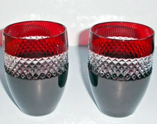 Waterford John Rocha Ruby Red Crystal DOF Tumbler SET/2 Diamond Cut 12oz. NEW