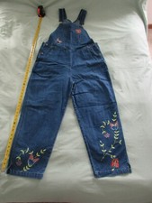 Vintage 90s Y2K Overalls Embroidered Cotton Size XL Petite Agapo bib and brace