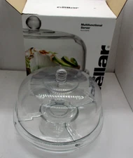 Macy's The Cellar Multifunctional Glass Server Cake Dome Chip n Dip Bowl Etc