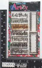 DARE 2B ARTZY Rubber Stamps ACRYLIC CLING TAG FRAME WORDS SAYINGS #2891
