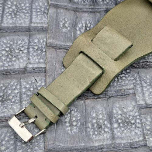 22mm/18mm Vintage Aviator Bund style Watch Band Exotic Leather Minimalist Design - Picture 3 of 13