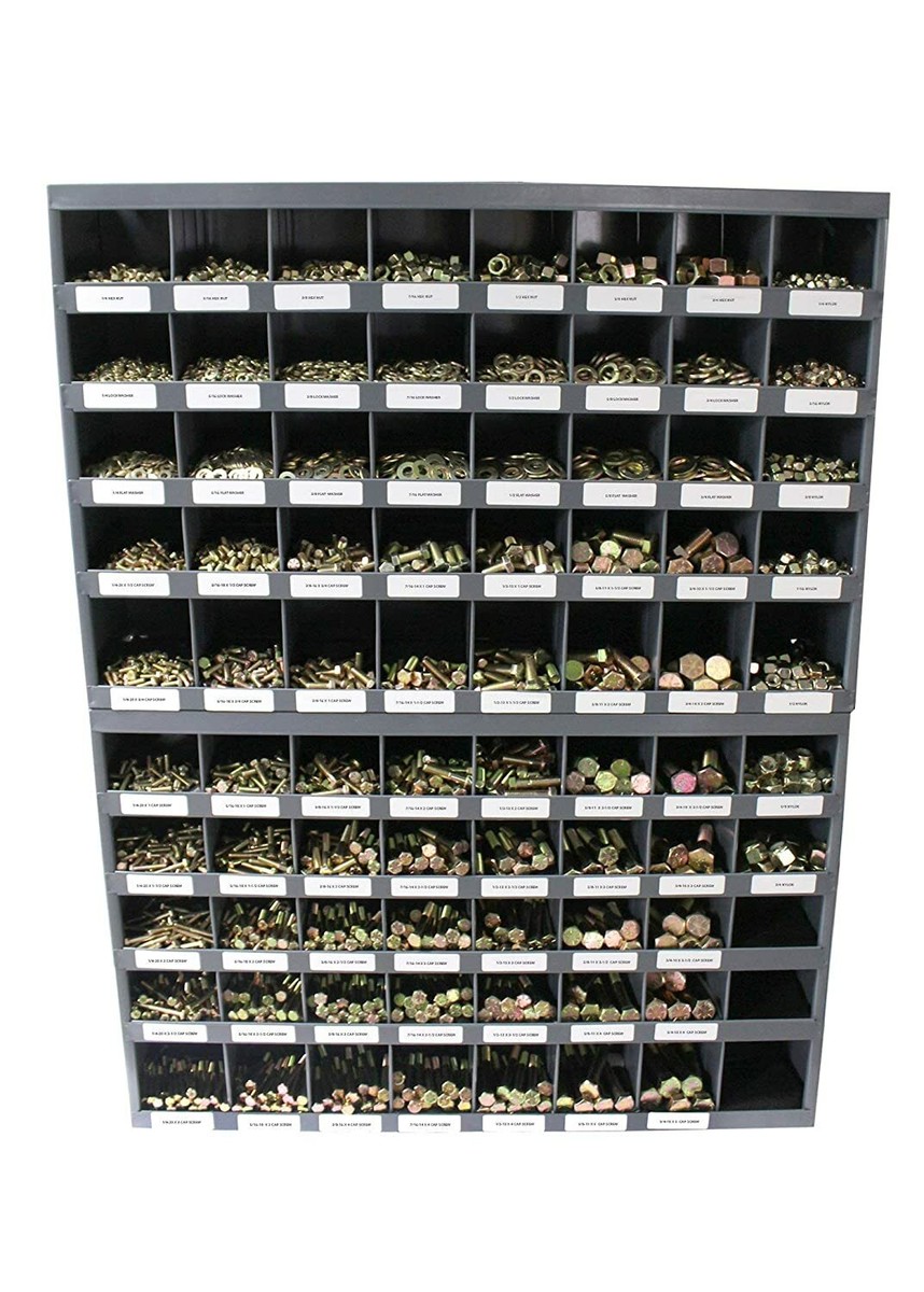 Grade 8 Bolt, Nut & Washer Assortment – 1500 Pieces With 40-Slot Storage Bin – Yellow Zinc 7 thumbnail image
