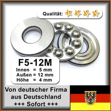 4 Stk. Axial-Llager F5-12M - 5x12x4, Da=12mm, Di=5mm, H&ouml;he=4mm