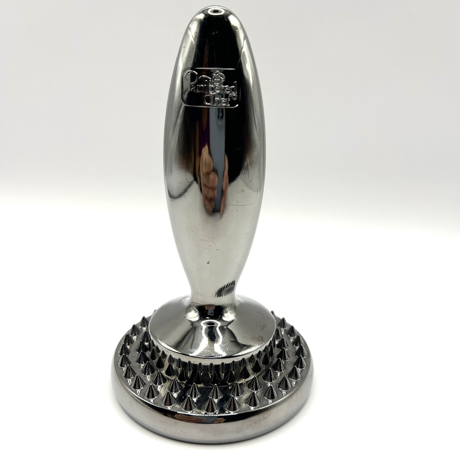 Pampered Chef Chrome Reversible Meat Tenderizer with Dual Textured Heads #2705-image