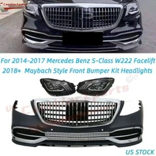 For W222 Mercedes S Class Facelift Upgrade 2018+ Maybach Front Bumper+Headlight