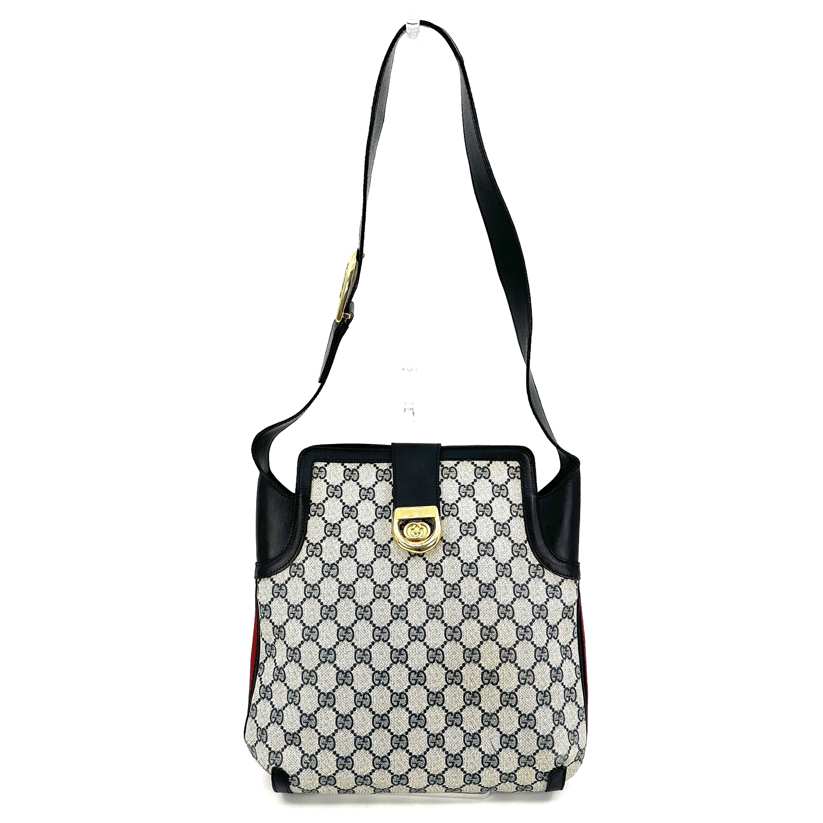 Borsa a tracolla Gucci vintage linea sherry ad incastro PVC navy autentica