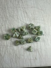 16-DICE Chessex MARBLE VEINED GREEN RPG Game White Gold D D