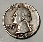 🟅 1958-D 90% Silver Wash. Quarter 25¢ 68-Year-Old Coin