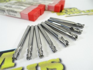 LOT OF 8 NICE ACCUPRO SOLID CARBIDE 3 FLUTE STUB END MILLS 3/16" & 1/4"